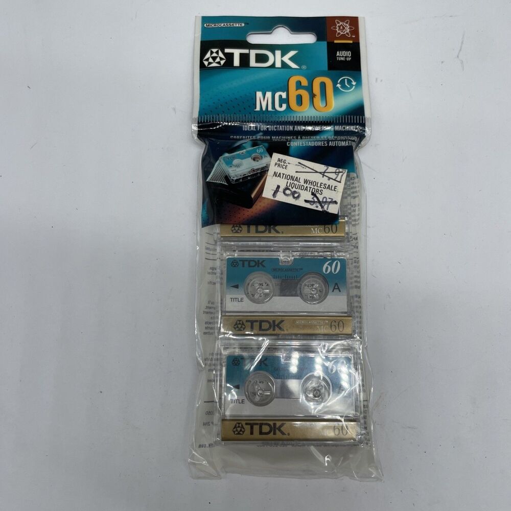 TDK MC-60 Microcassette Blank Tapes 60 Min 3-Pack New Sealed Dictation Audio